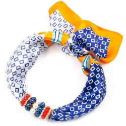 Šátek s bižuterií Letuška - modro-oranžový BI - 2