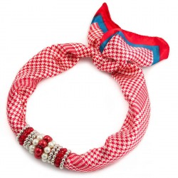Šátek s bižuterií Letuška - červeno-bílý BI - 2